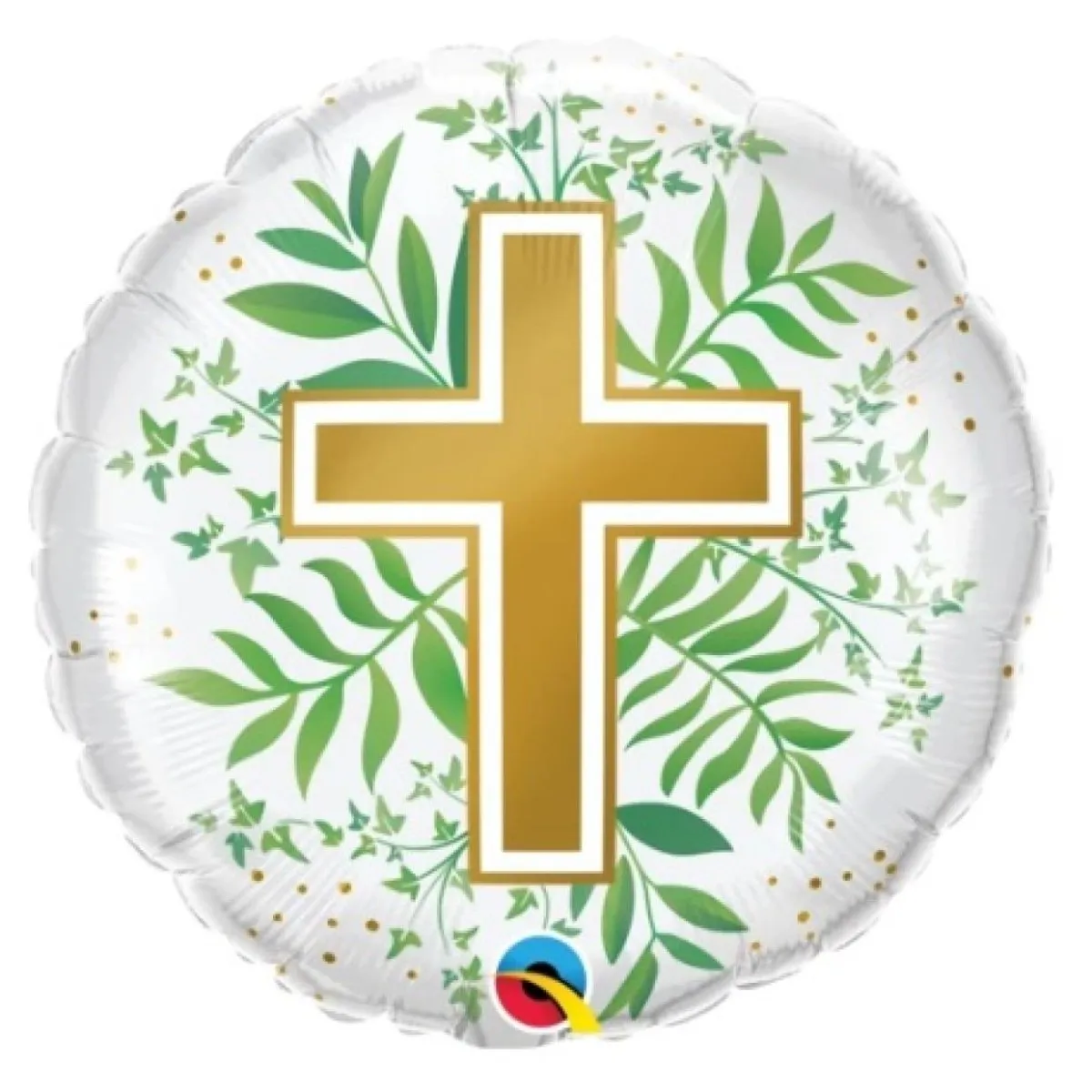 18" Qualatex Golden Cross & Greenery Foil Balloon