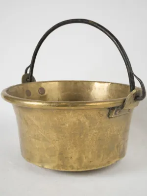 19th-century French brass kitchen cauldron w/ rolled edge