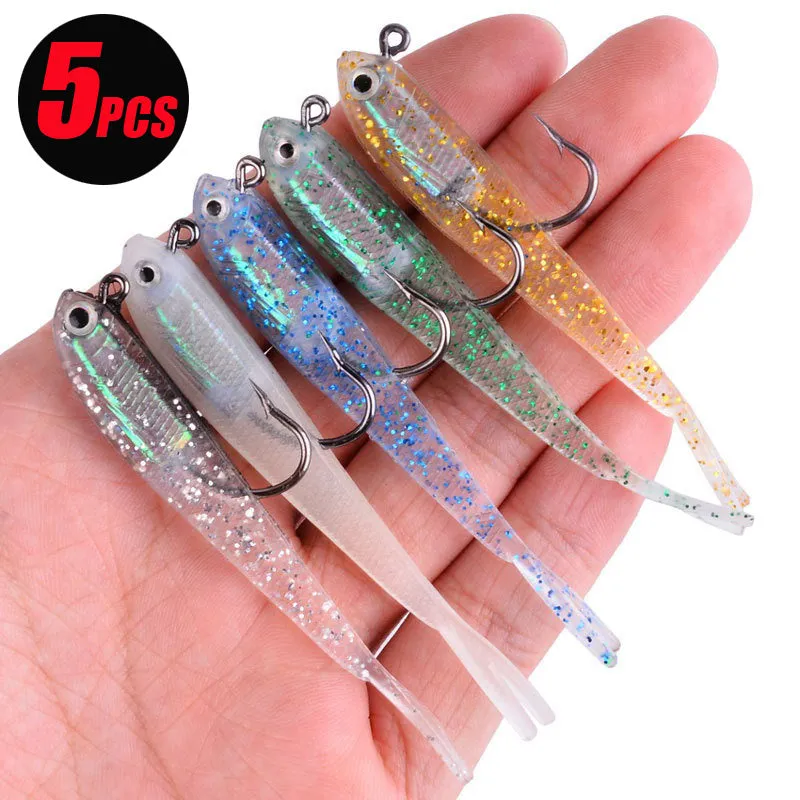 5pcs Premium Silicone Fishing Lures with Sharp Hooks for SaltwaterFreshwater