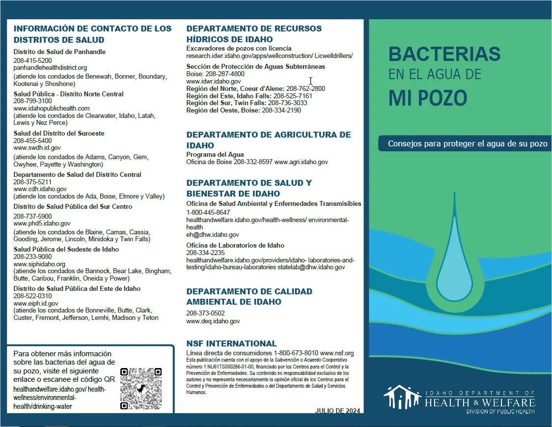 Bacteria In Your Well Water (Spanish) *PDF Download*