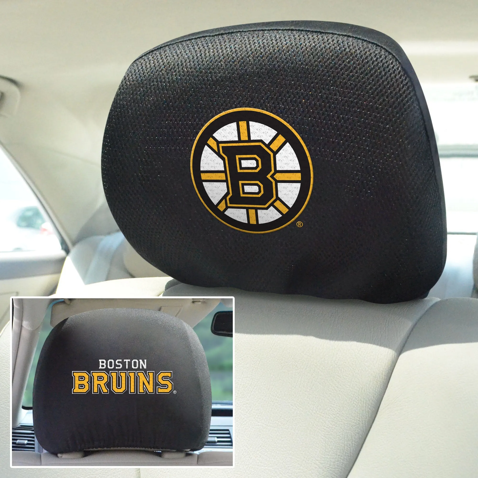 Boston Bruins Embroidered Head Rest Cover Set - 2 Pieces