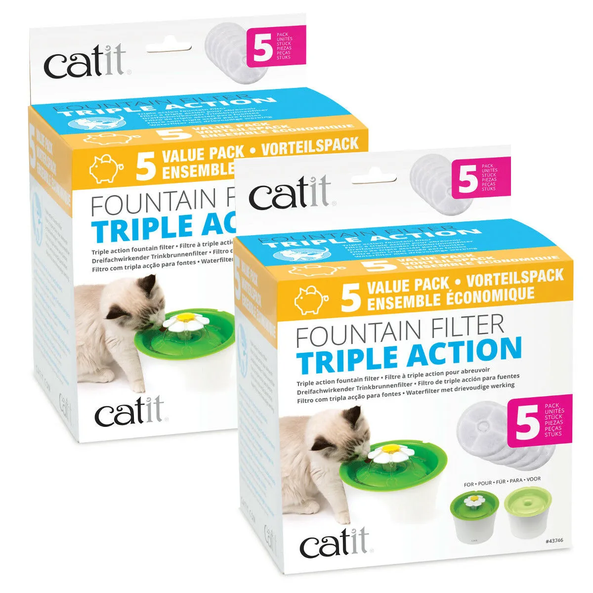 Catit Flower Fountain Triple Action Replacement Filters Pack of 10