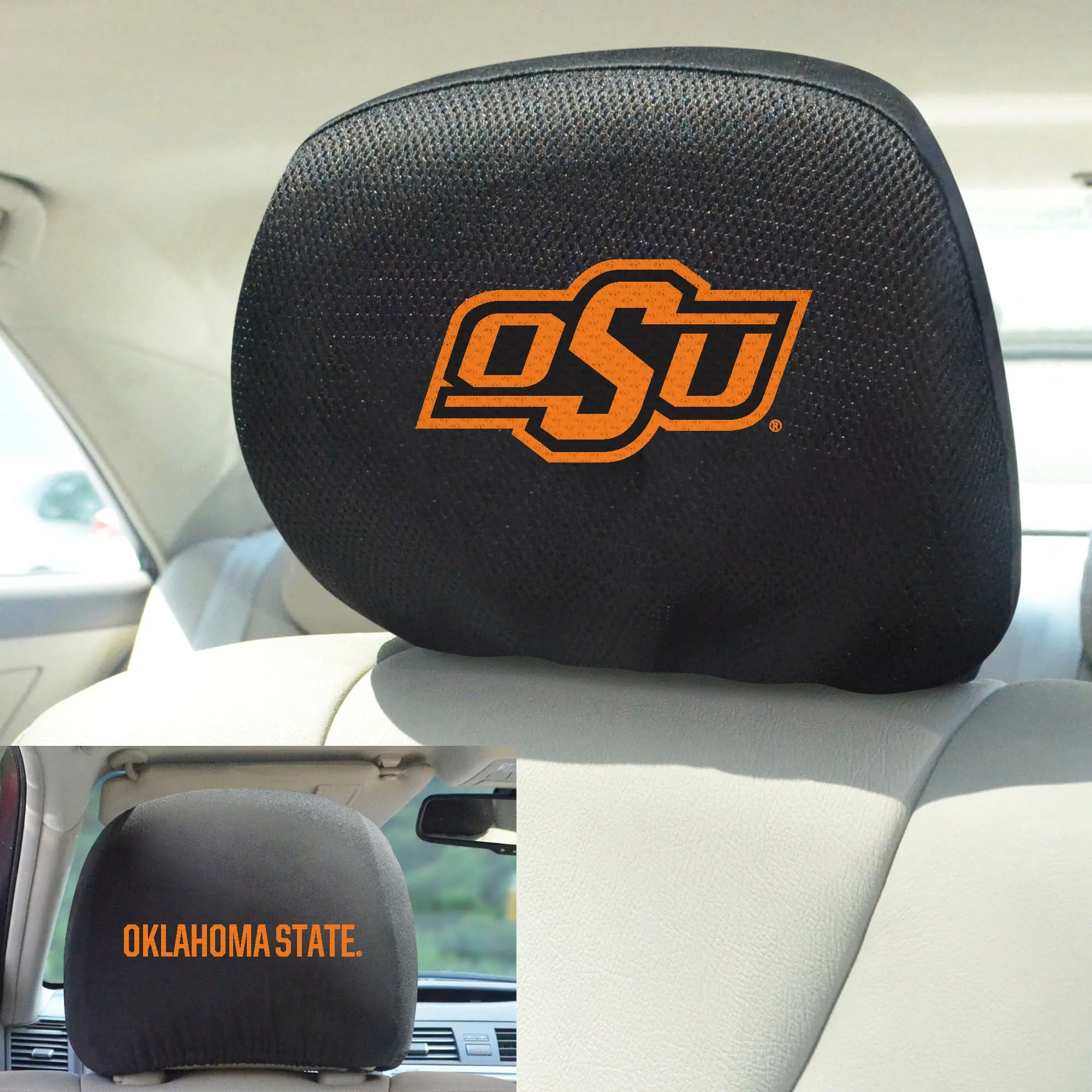 Fanmats Oklahoma State Cowboys Embroidered Head Rest Cover Set - 2 Pieces