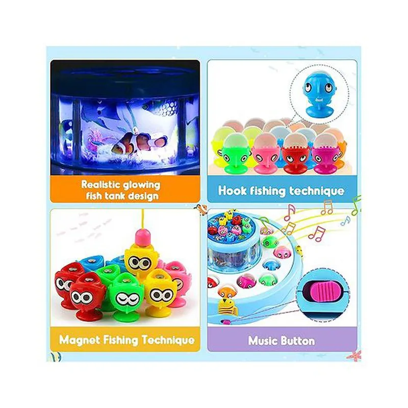 Fish Catching Game with 26 Fishes and 4 Pods with Music and Lights (Assorted Colour)