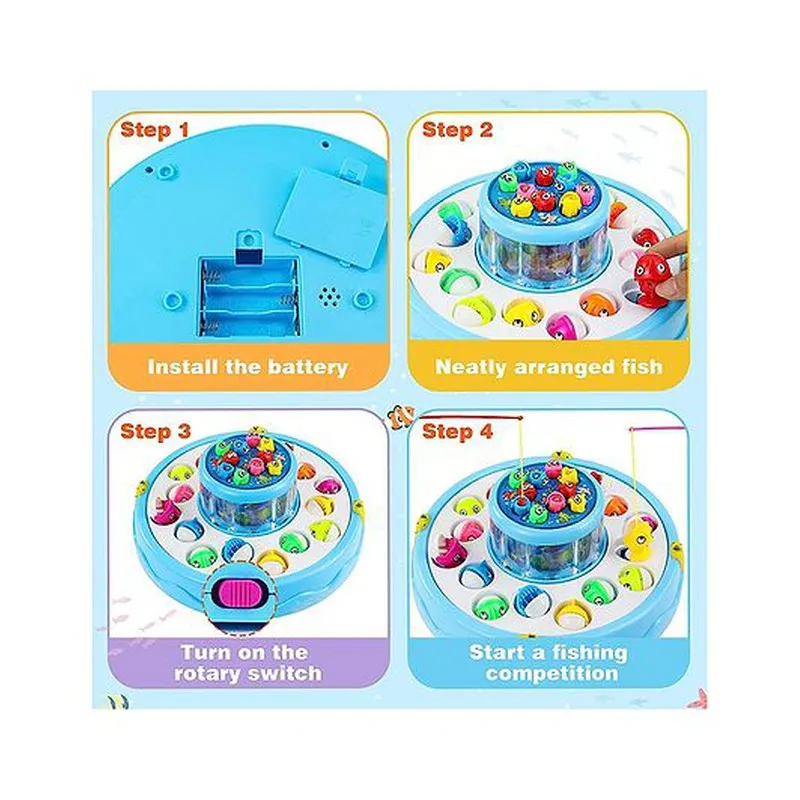 Fish Catching Game with 26 Fishes and 4 Pods with Music and Lights (Assorted Colour)