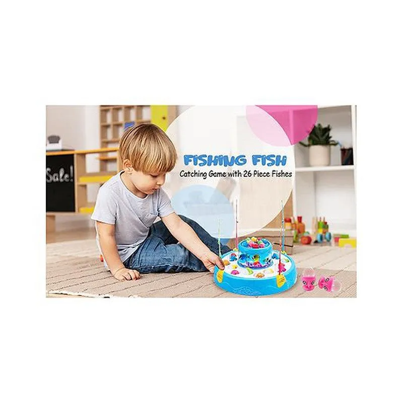 Fish Catching Game with 26 Fishes and 4 Pods with Music and Lights (Assorted Colour)