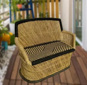 Handmade Bamboo 3 Seater Handicraft Chair for Indoor Outdoor Wooden Furniture Ascents