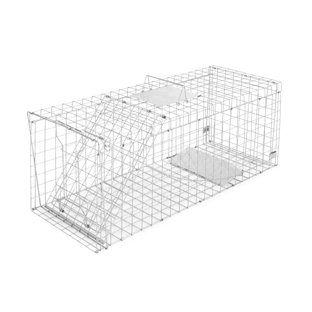 Humane Animal Trap Cage 150 x 50 x 53cm  - Silver