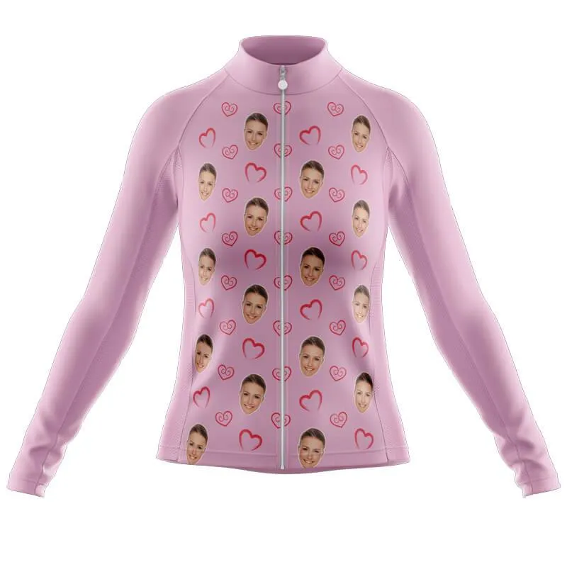 I heart you Custom Face Long Sleeve Club Jersey (pink)