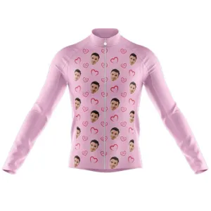 I heart you Custom Face Long Sleeve Club Jersey (pink)