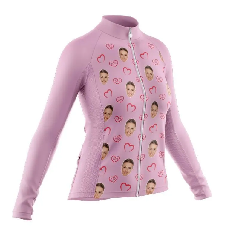 I heart you Custom Face Long Sleeve Club Jersey (pink)