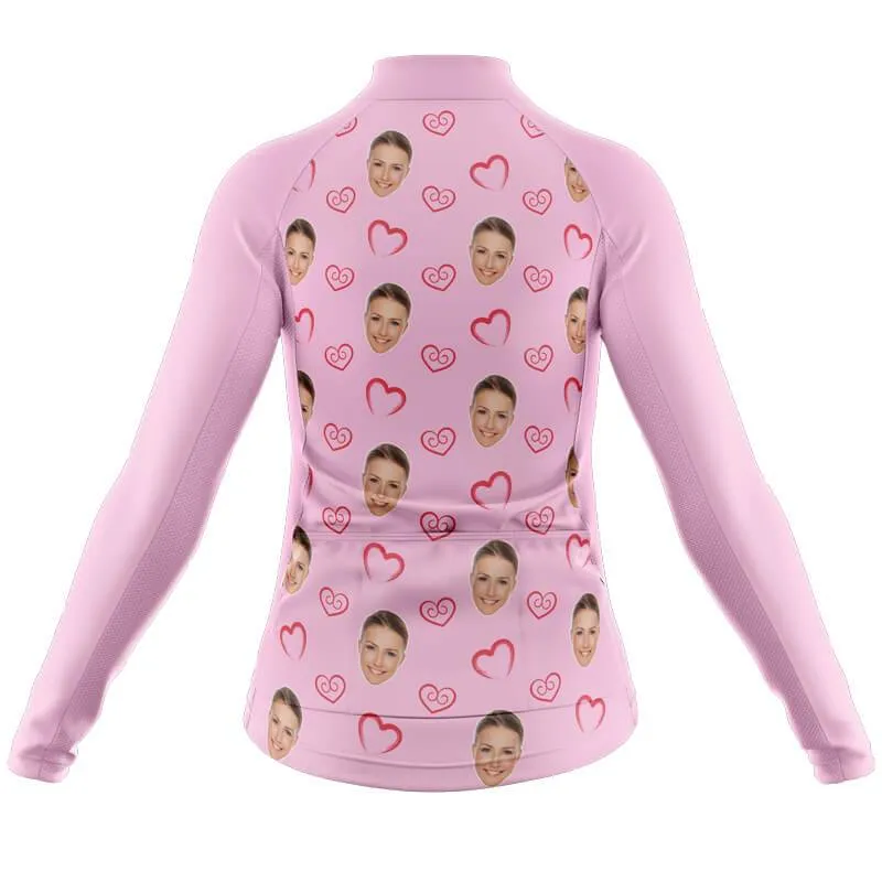 I heart you Custom Face Long Sleeve Club Jersey (pink)