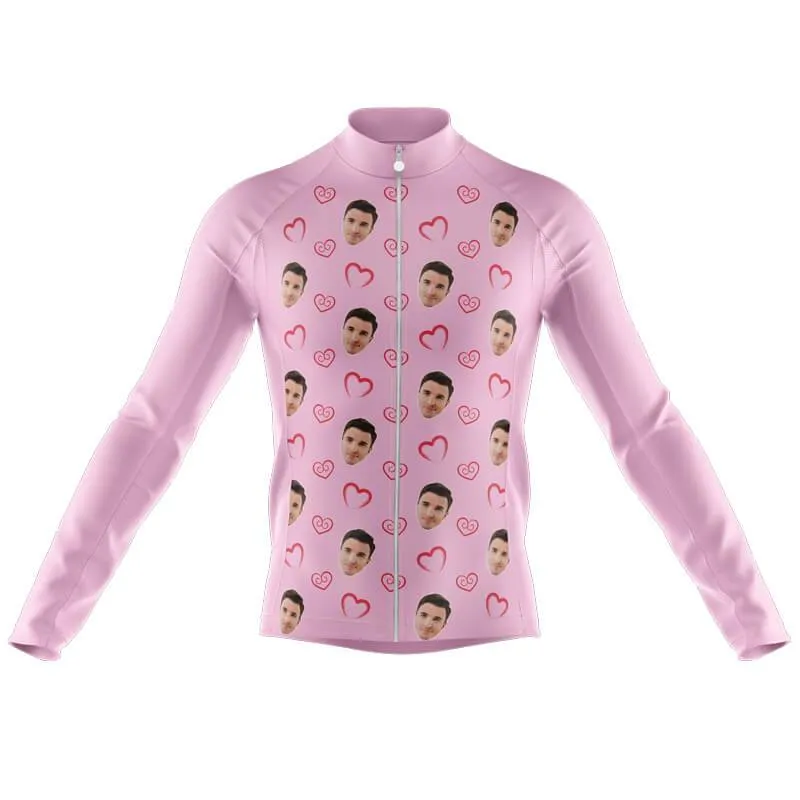 I heart you Custom Face Long Sleeve Club Jersey (pink)