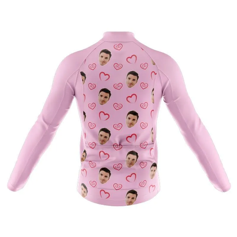 I heart you Custom Face Long Sleeve Club Jersey (pink)