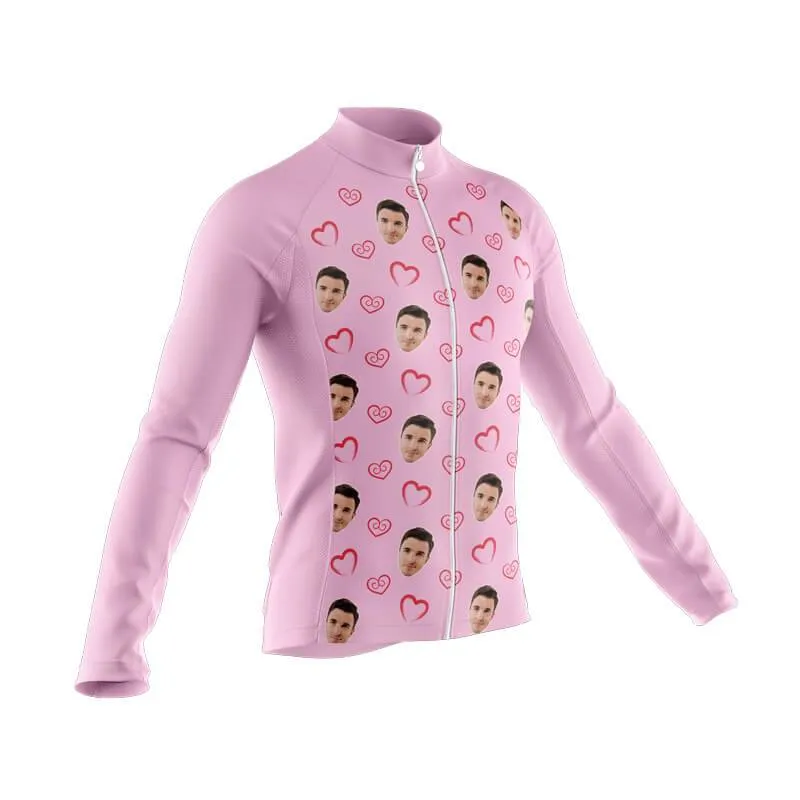 I heart you Custom Face Long Sleeve Club Jersey (pink)