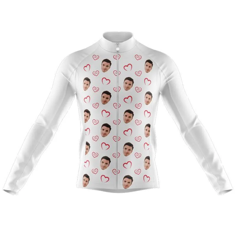 I heart you Custom Face Long Sleeve Club Jersey (white)