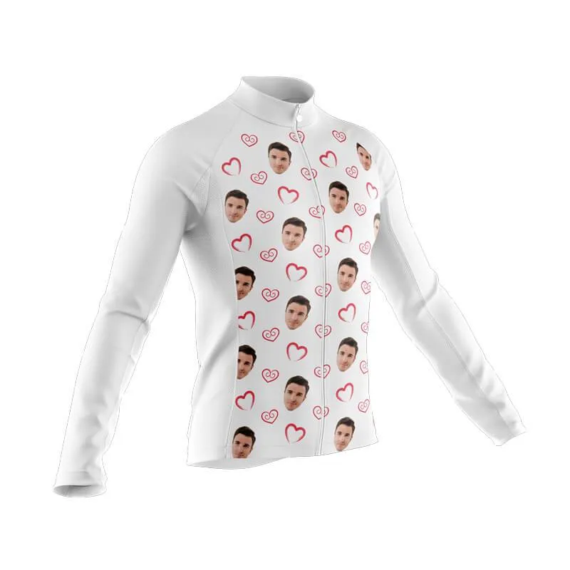 I heart you Custom Face Long Sleeve Club Jersey (white)