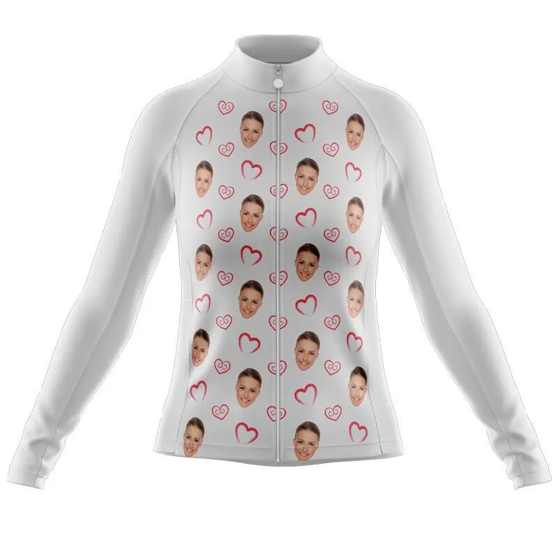 I heart you Custom Face Long Sleeve Club Jersey (white)