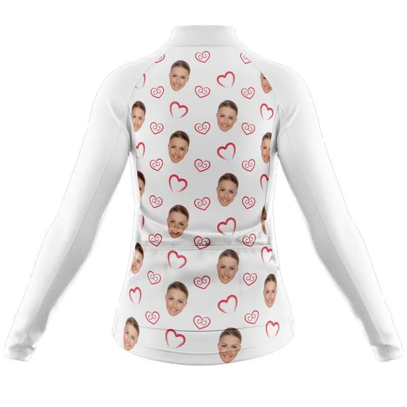 I heart you Custom Face Long Sleeve Club Jersey (white)