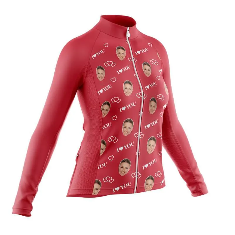 I love you Custom Face Long Sleeve Club Jersey (Red)