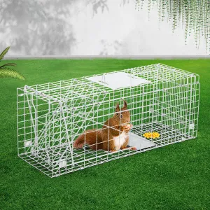 Large Galvanised Humane Animal Trap Cage 66x23cm - Gardeon