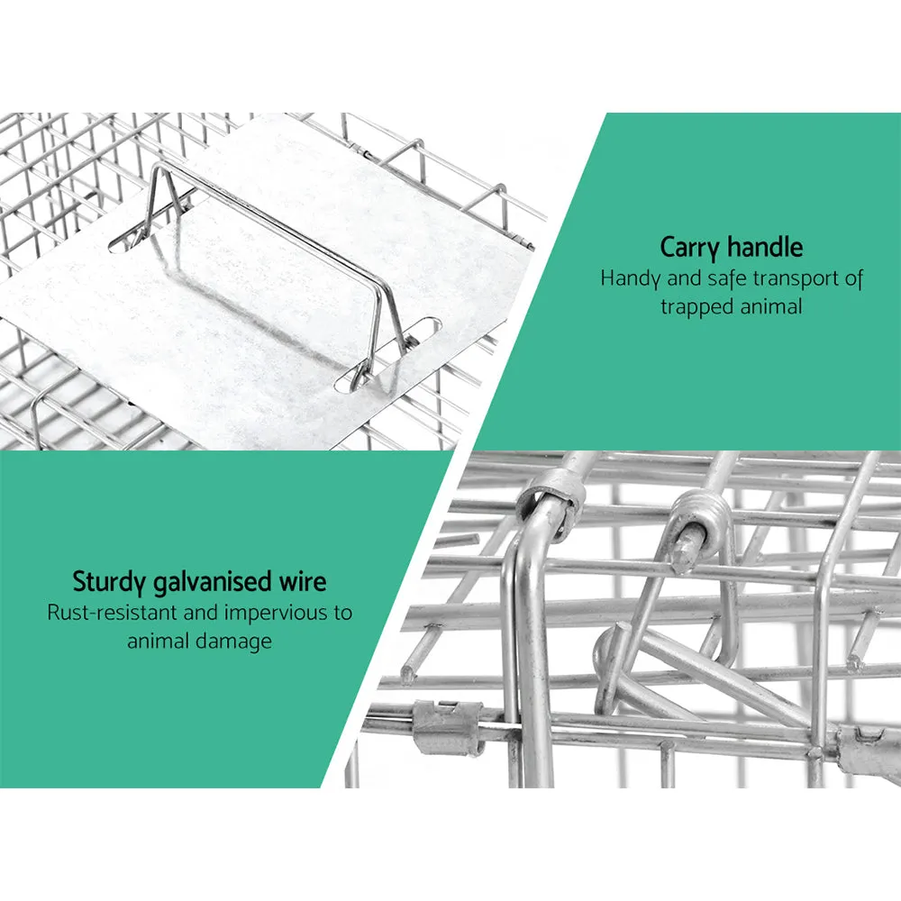 Large Galvanised Humane Animal Trap Cage 66x23cm - Gardeon