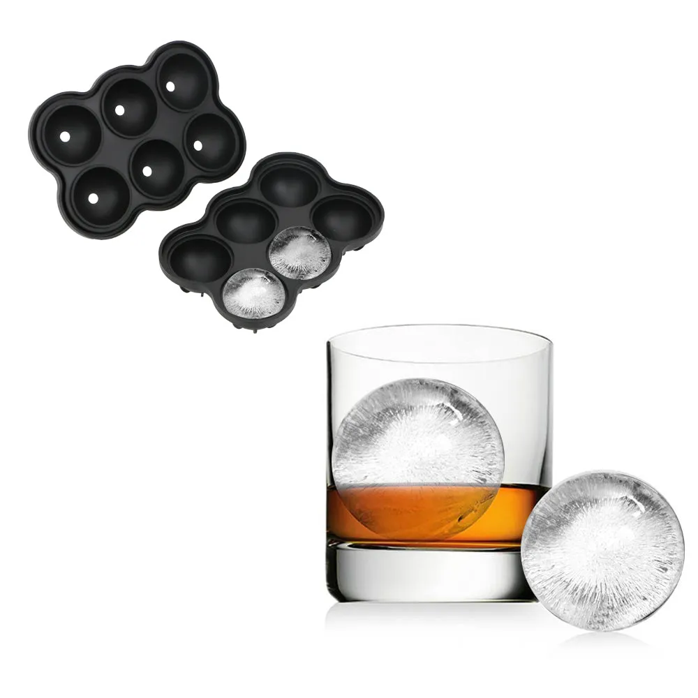 Large Ice Cube Maker Silicone Mold 6 Cell Big Sphere Ice Ball Tray Whiskey Wine Cocktail Party Bar Accessories