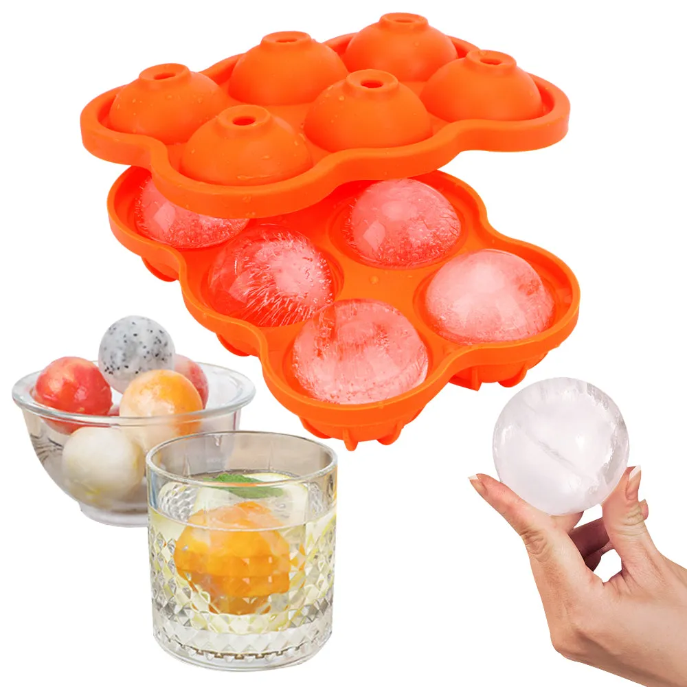 Large Ice Cube Maker Silicone Mold 6 Cell Big Sphere Ice Ball Tray Whiskey Wine Cocktail Party Bar Accessories