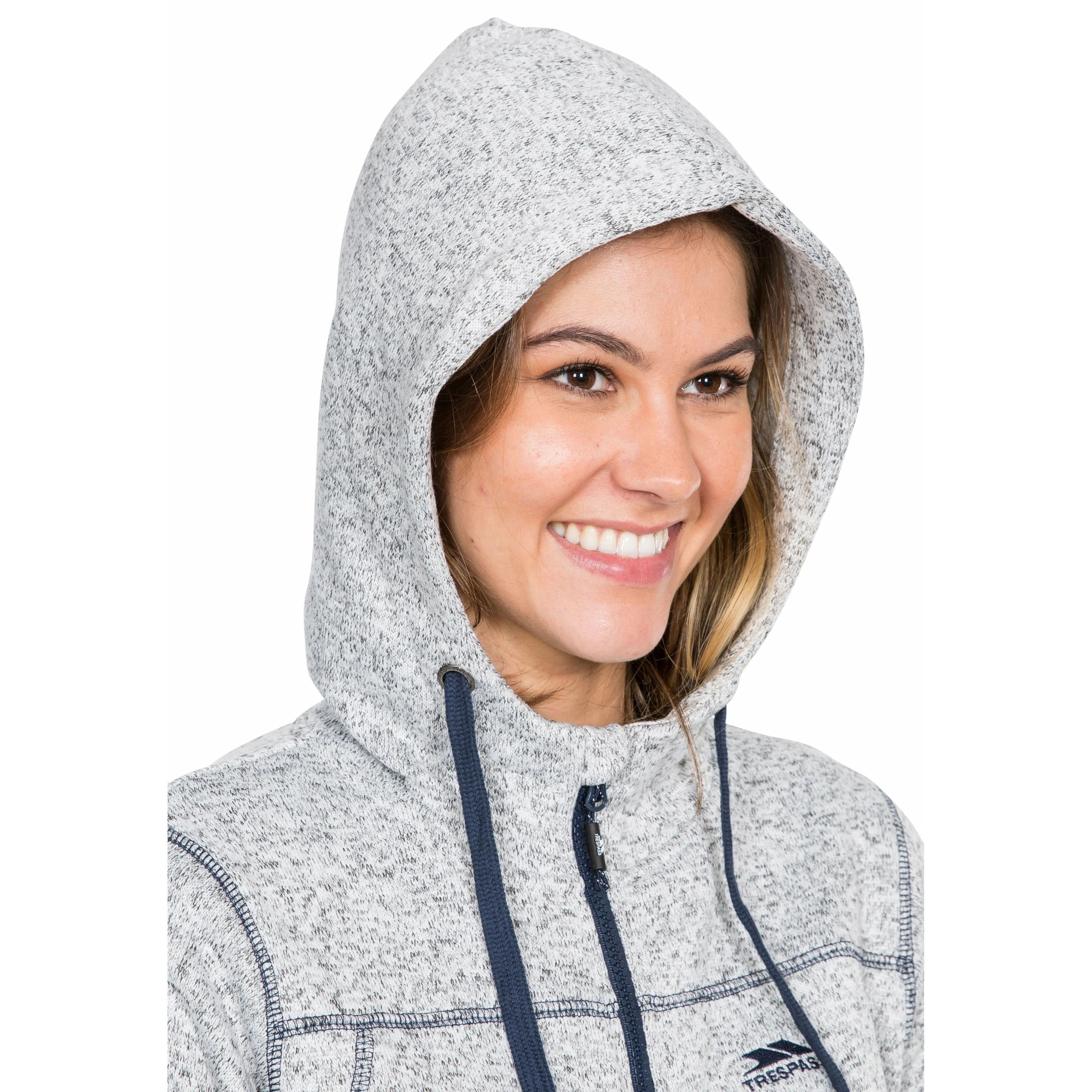 Odelia Womens Full Zip Fleece Hoodie - Ghost Navy Marl