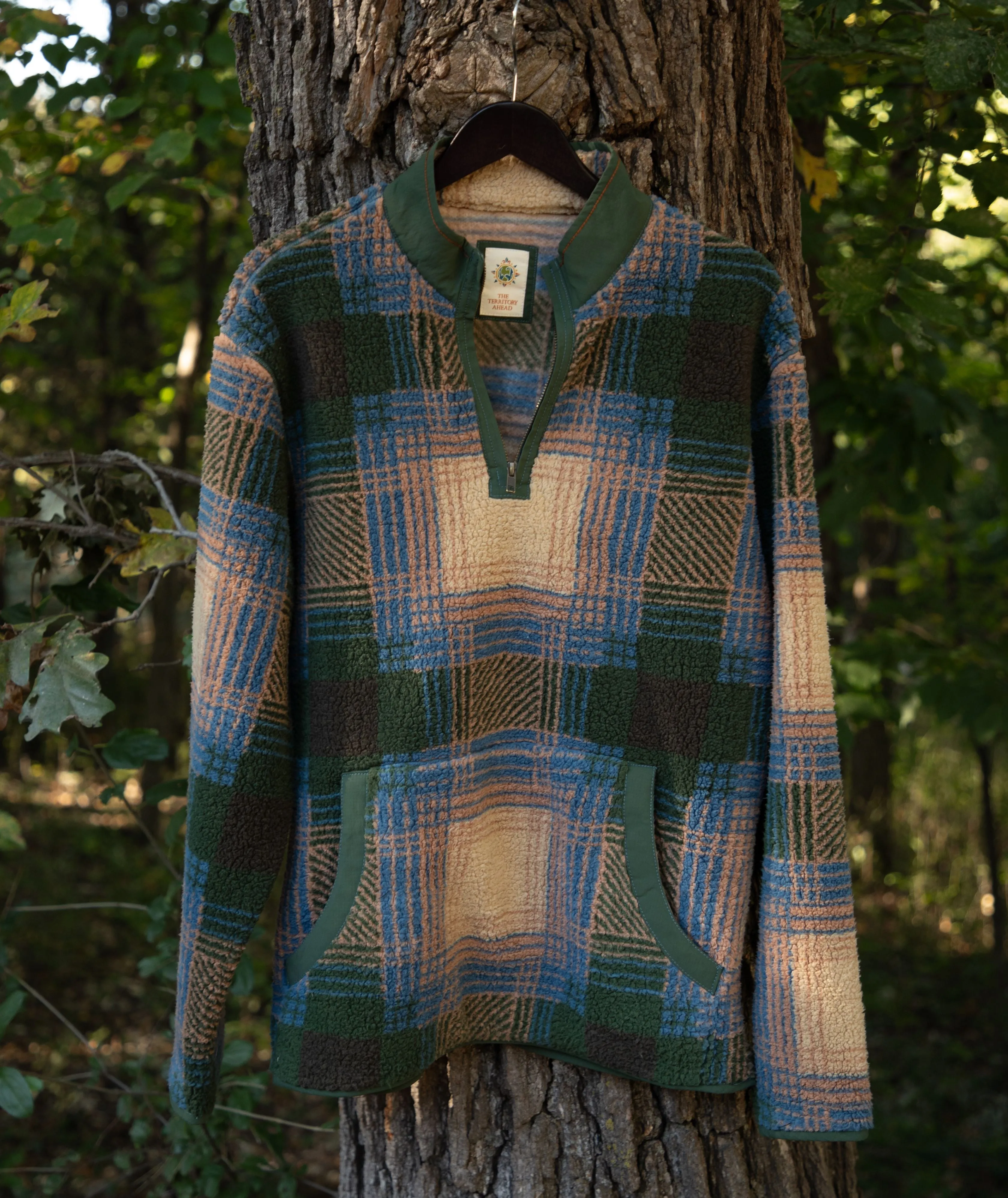 Ombre Plaid Zip Mock Sherpa Fleece - Tall