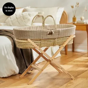 Organic Knitted Moses Basket Set inc Natural mattress - New Edition