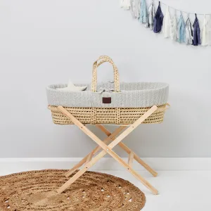 Organic Knitted Moses Basket Set inc Natural mattress