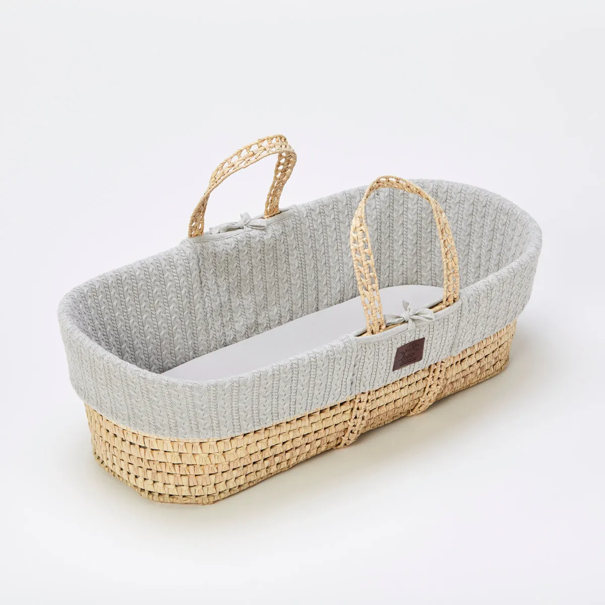 Organic Knitted Moses Basket Set inc Natural mattress