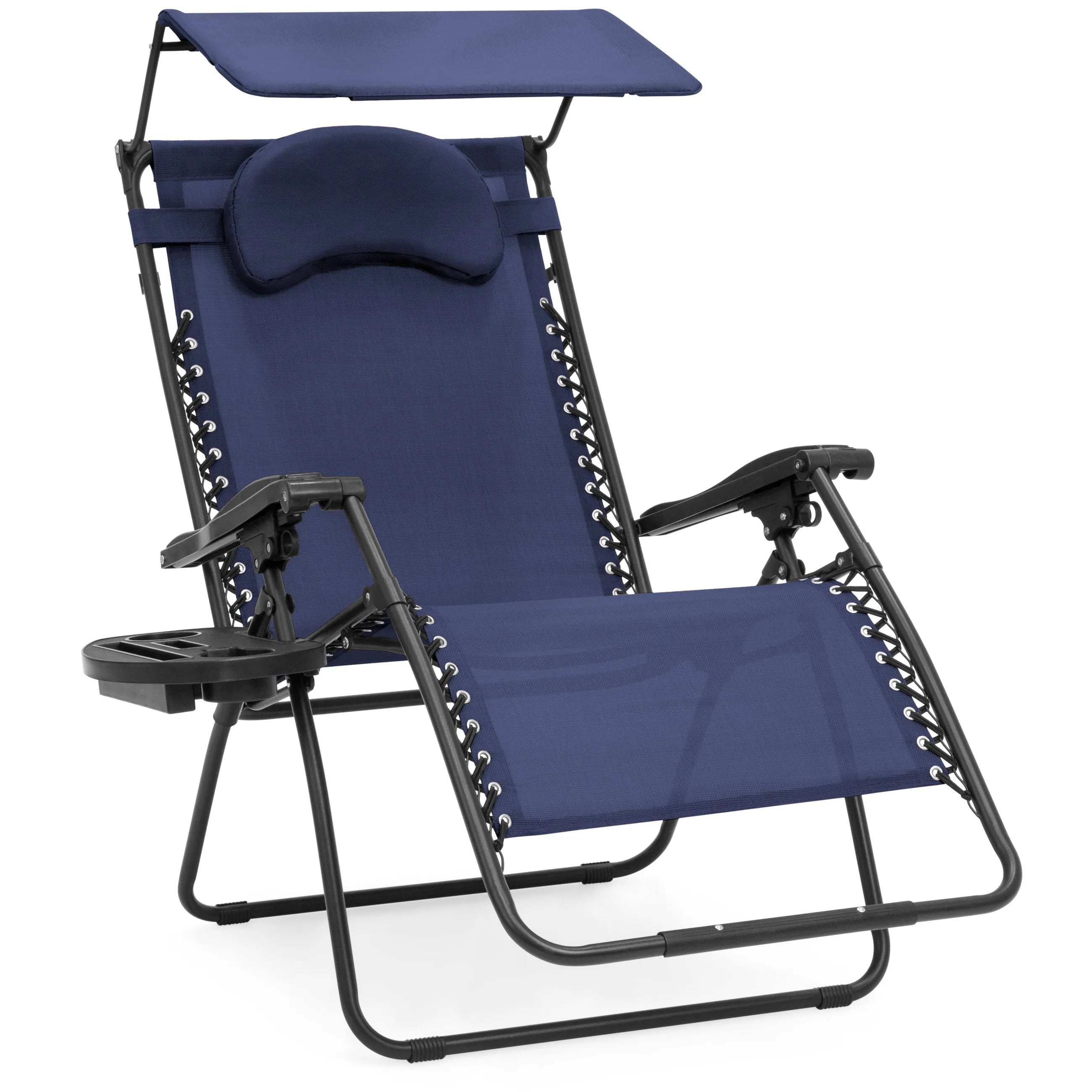 Oversized Zero Gravity Chair w/ Folding Canopy Shade Cup Holder