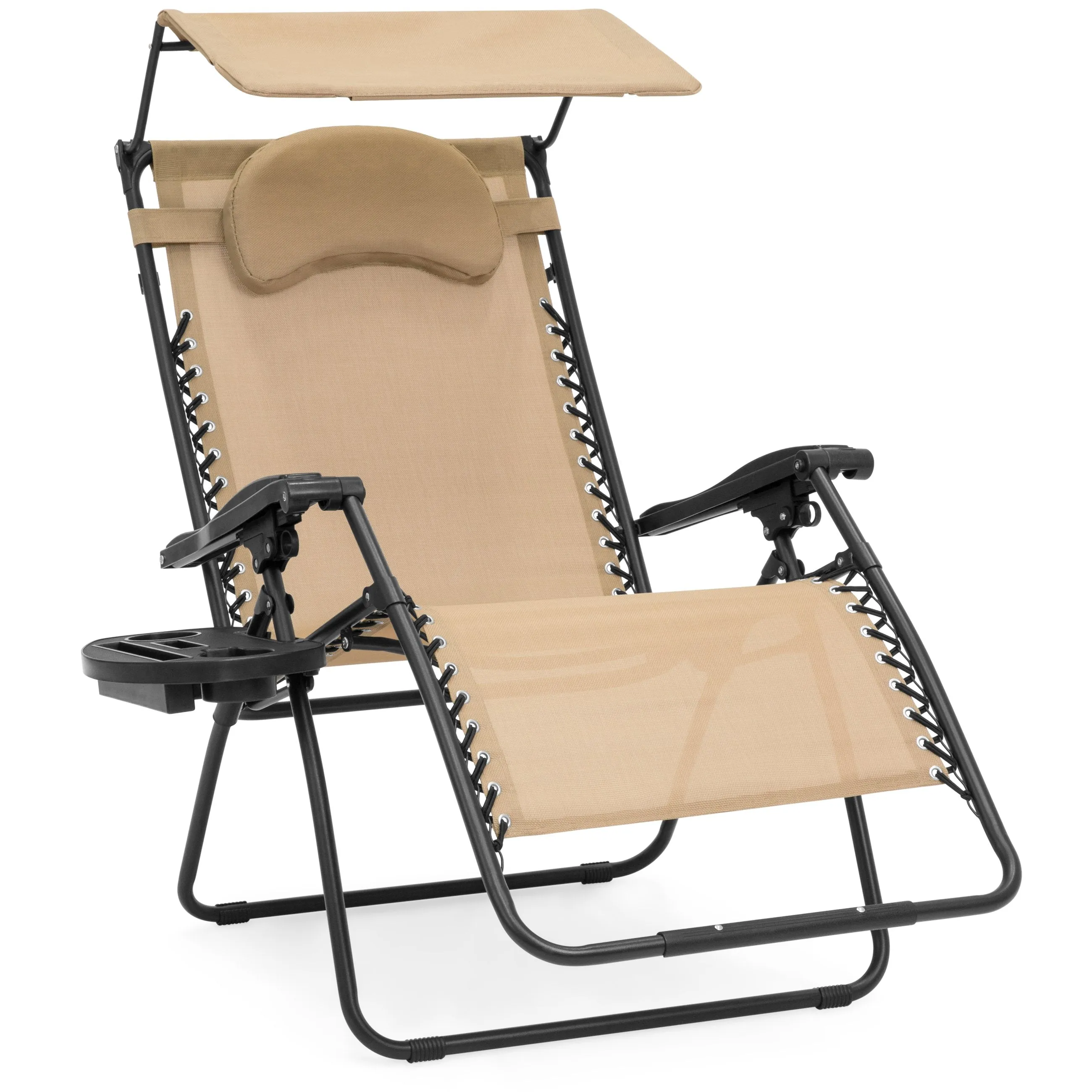 Oversized Zero Gravity Chair w/ Folding Canopy Shade Cup Holder