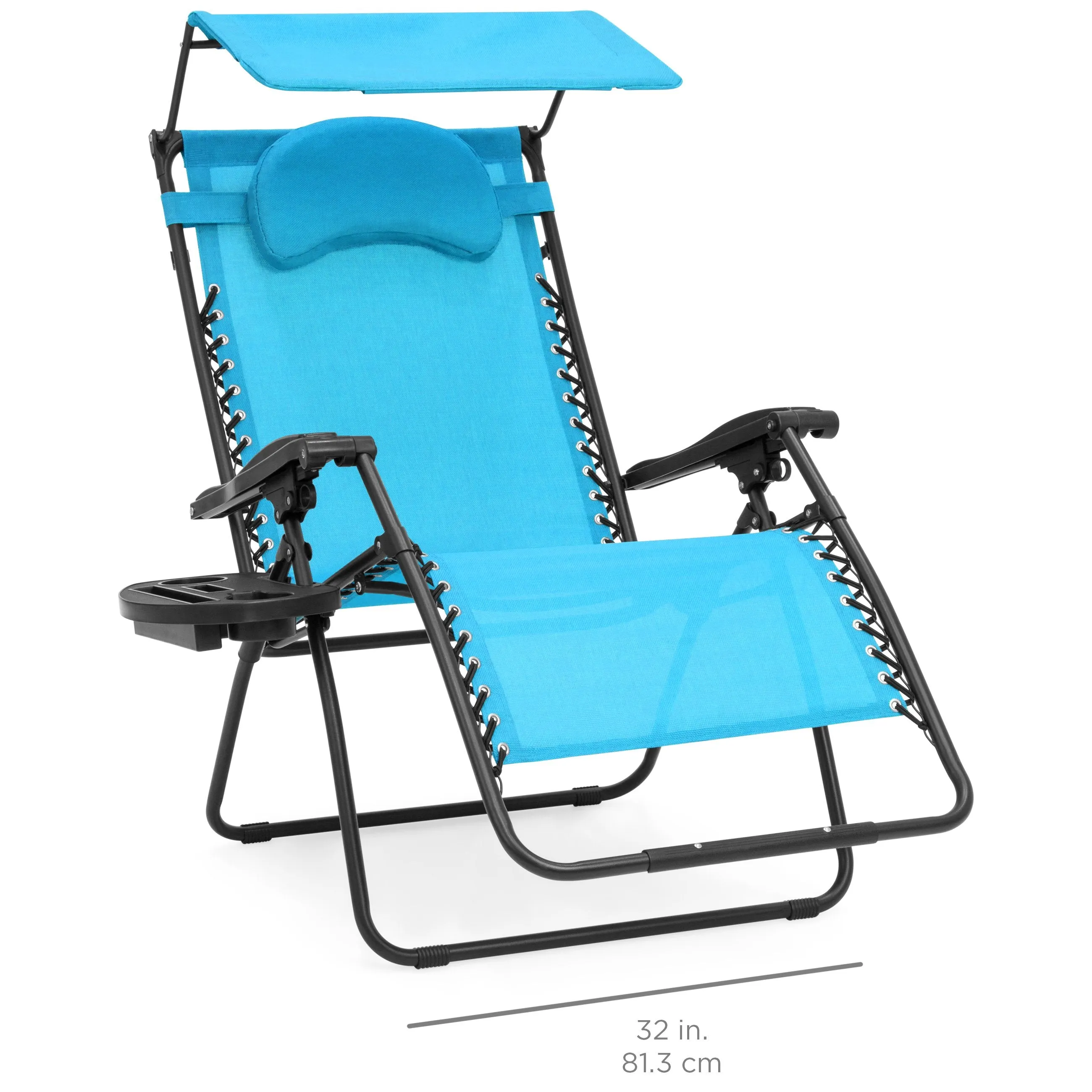 Oversized Zero Gravity Chair w/ Folding Canopy Shade Cup Holder