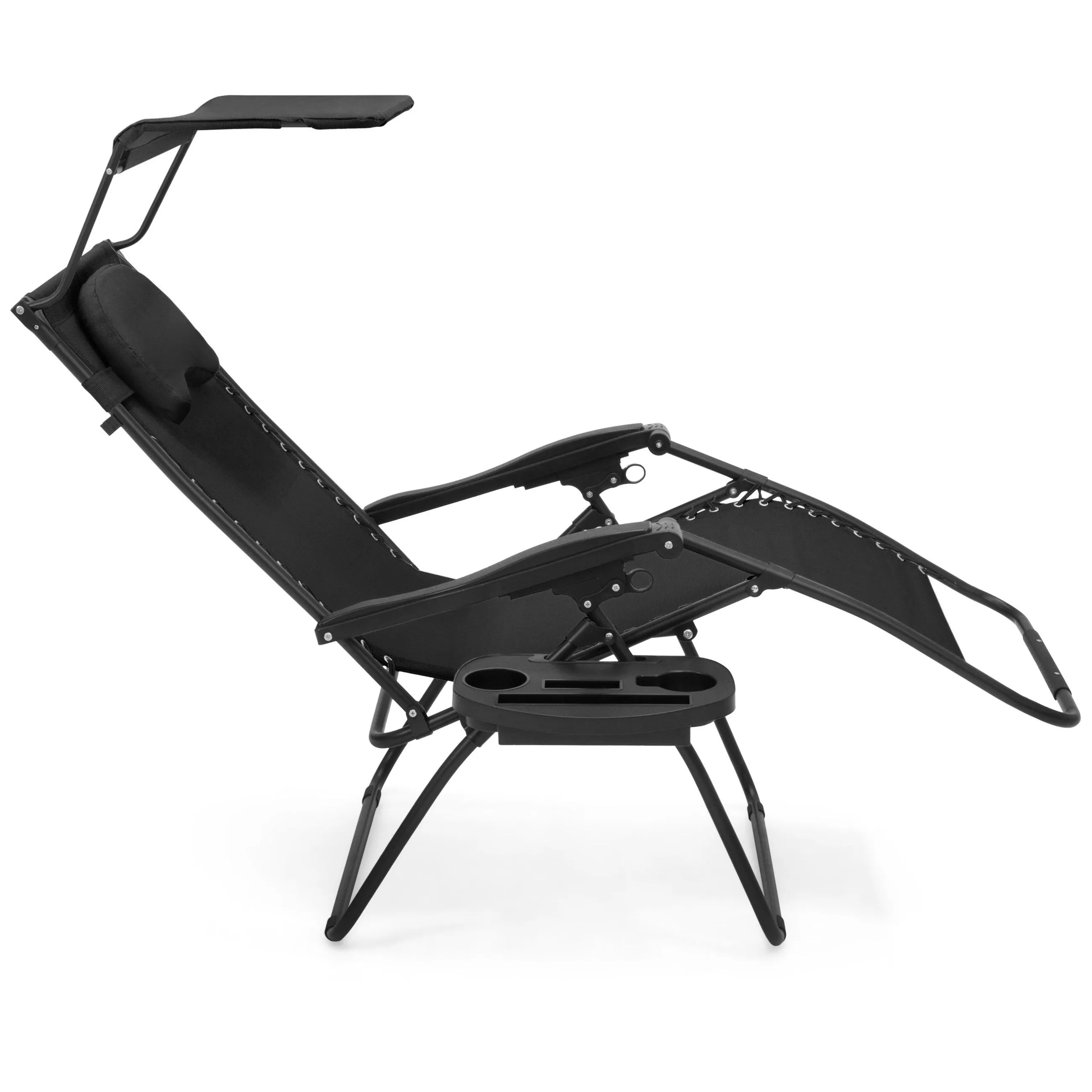 Oversized Zero Gravity Chair w/ Folding Canopy Shade Cup Holder