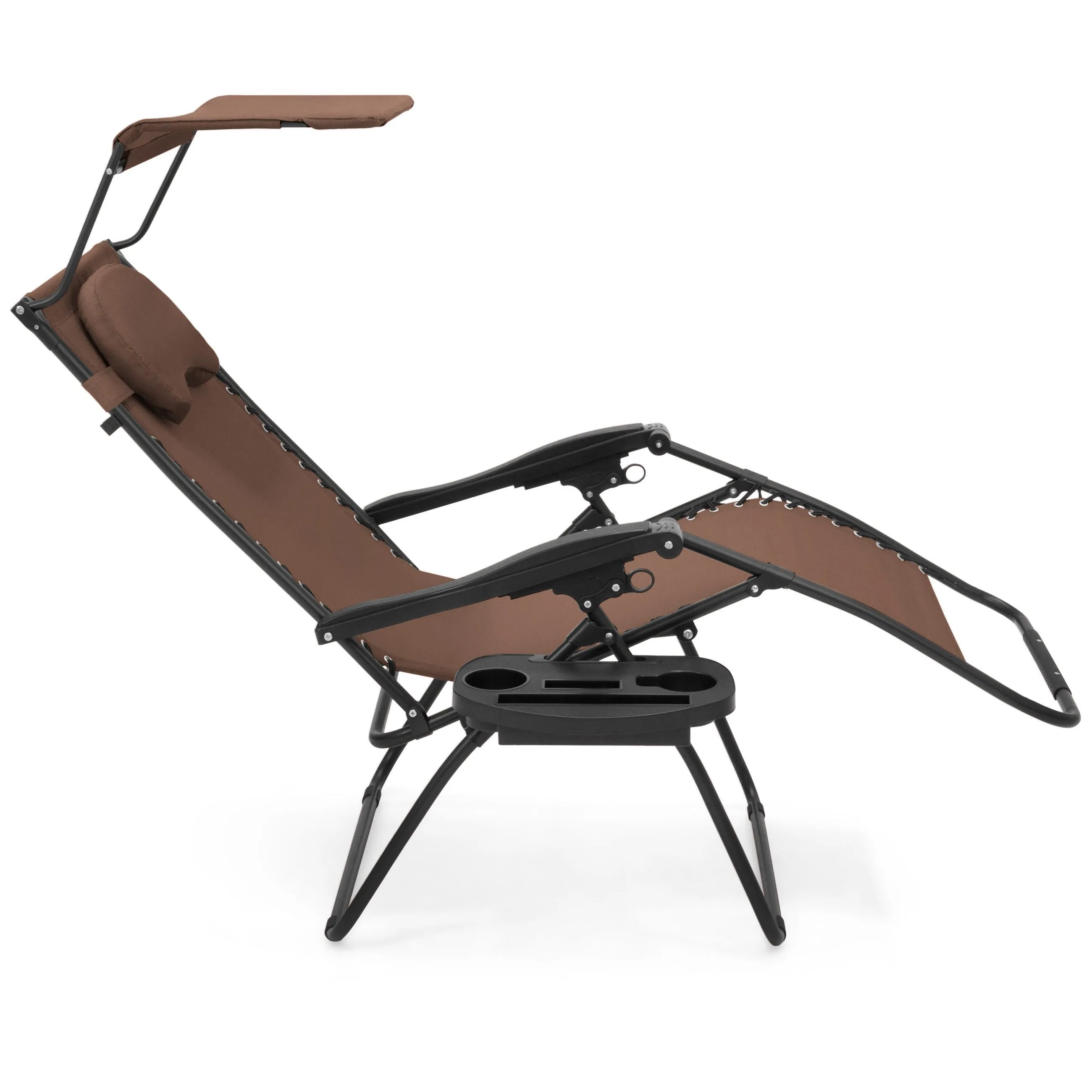 Oversized Zero Gravity Chair w/ Folding Canopy Shade Cup Holder