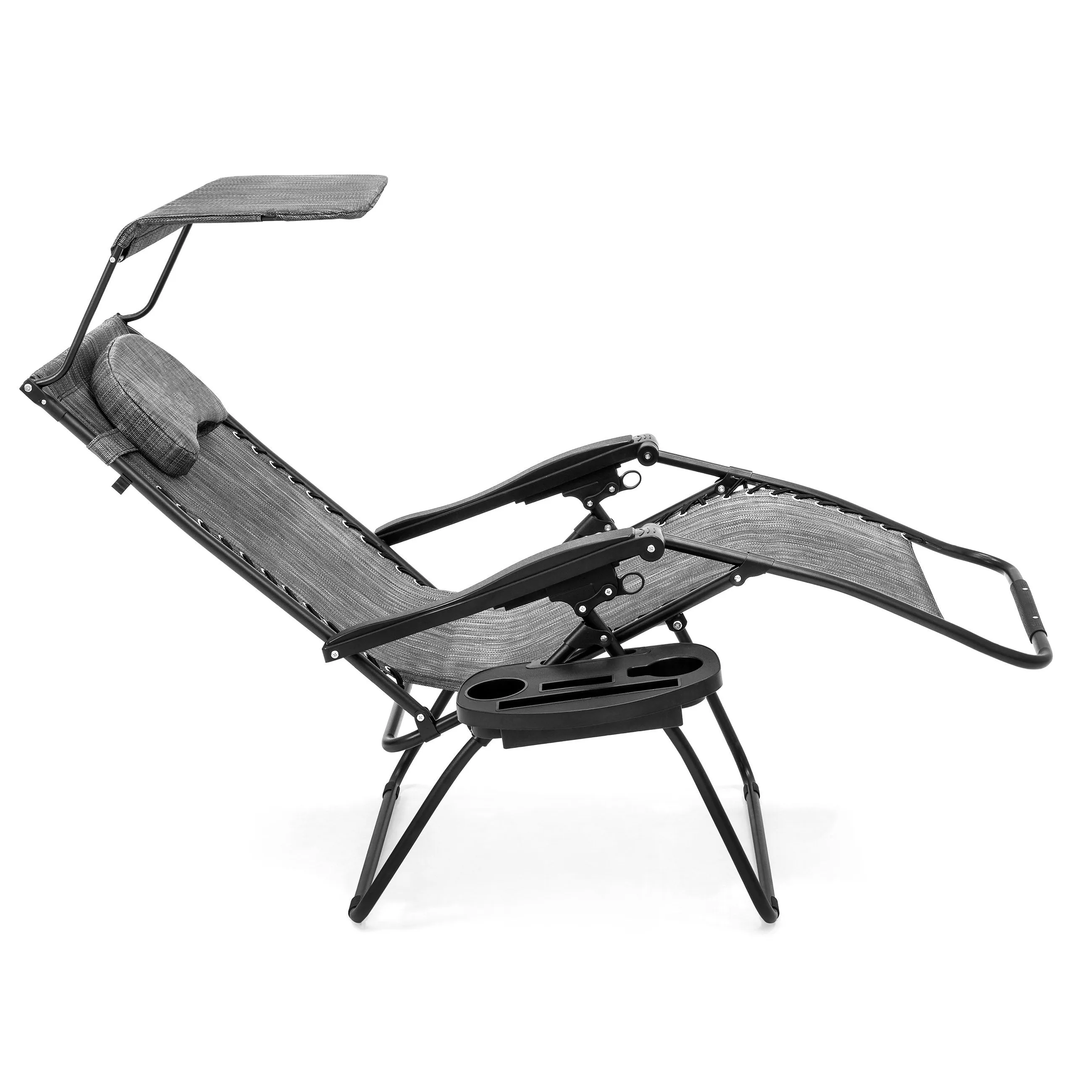 Oversized Zero Gravity Chair w/ Folding Canopy Shade Cup Holder