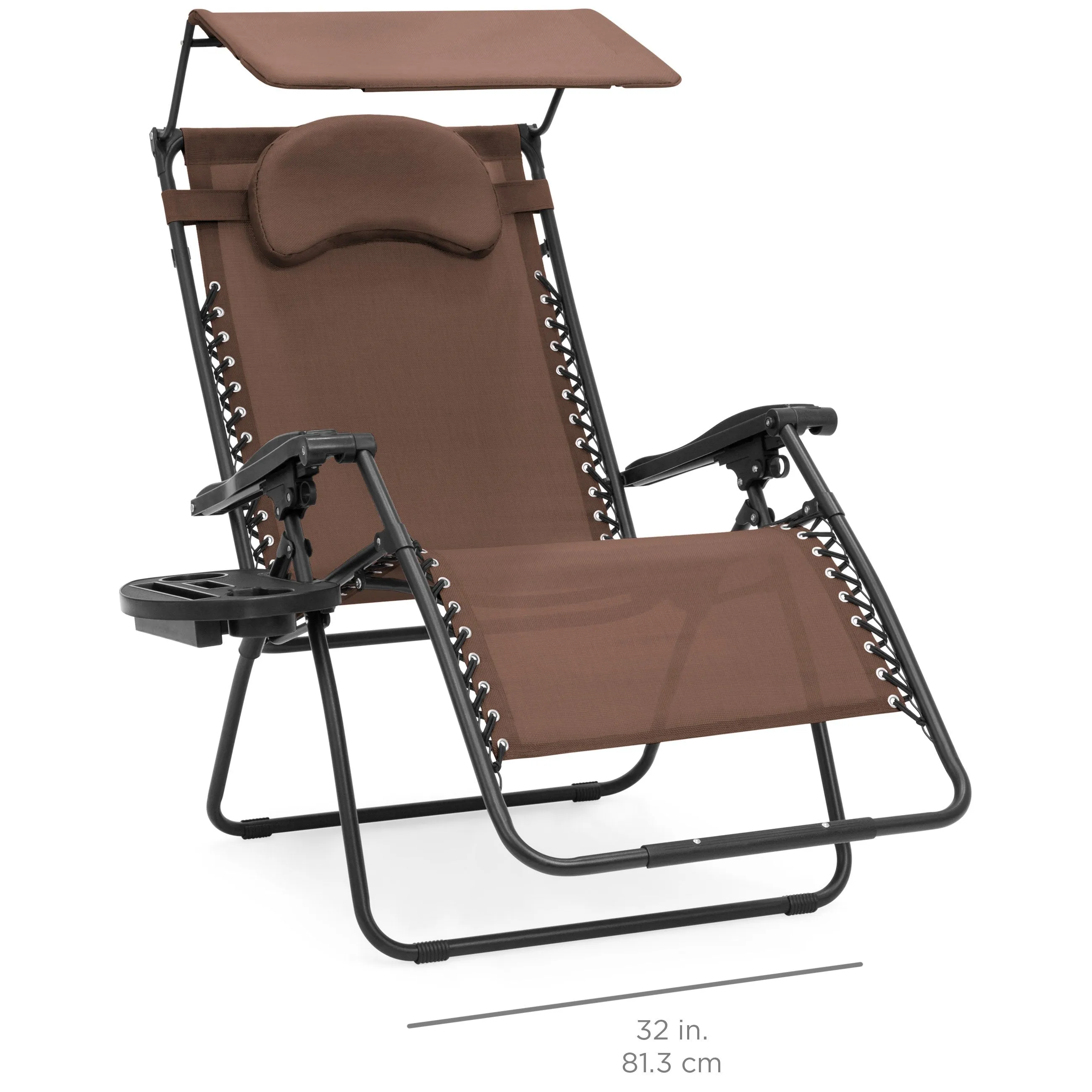 Oversized Zero Gravity Chair w/ Folding Canopy Shade Cup Holder