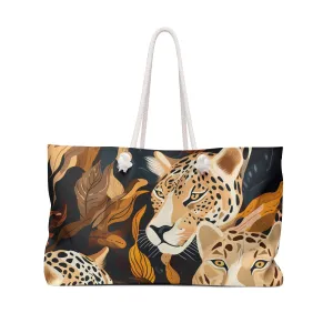 Personalised/Non-Personalised Weekender Bag, Wild Animals, Leopard, Large Weekender Bag, Beach Bag, Book Bag