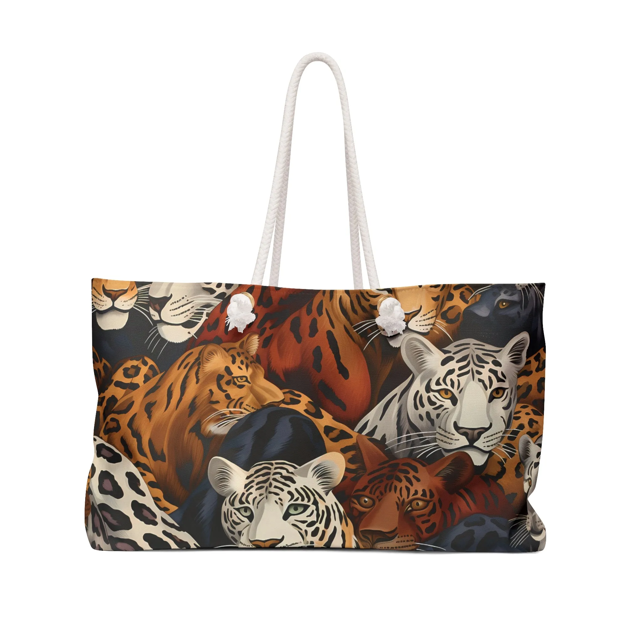 Personalised/Non-Personalised Weekender Bag, Wild Animals, Leopards, Large Weekender Bag, Beach Bag, Book Bag