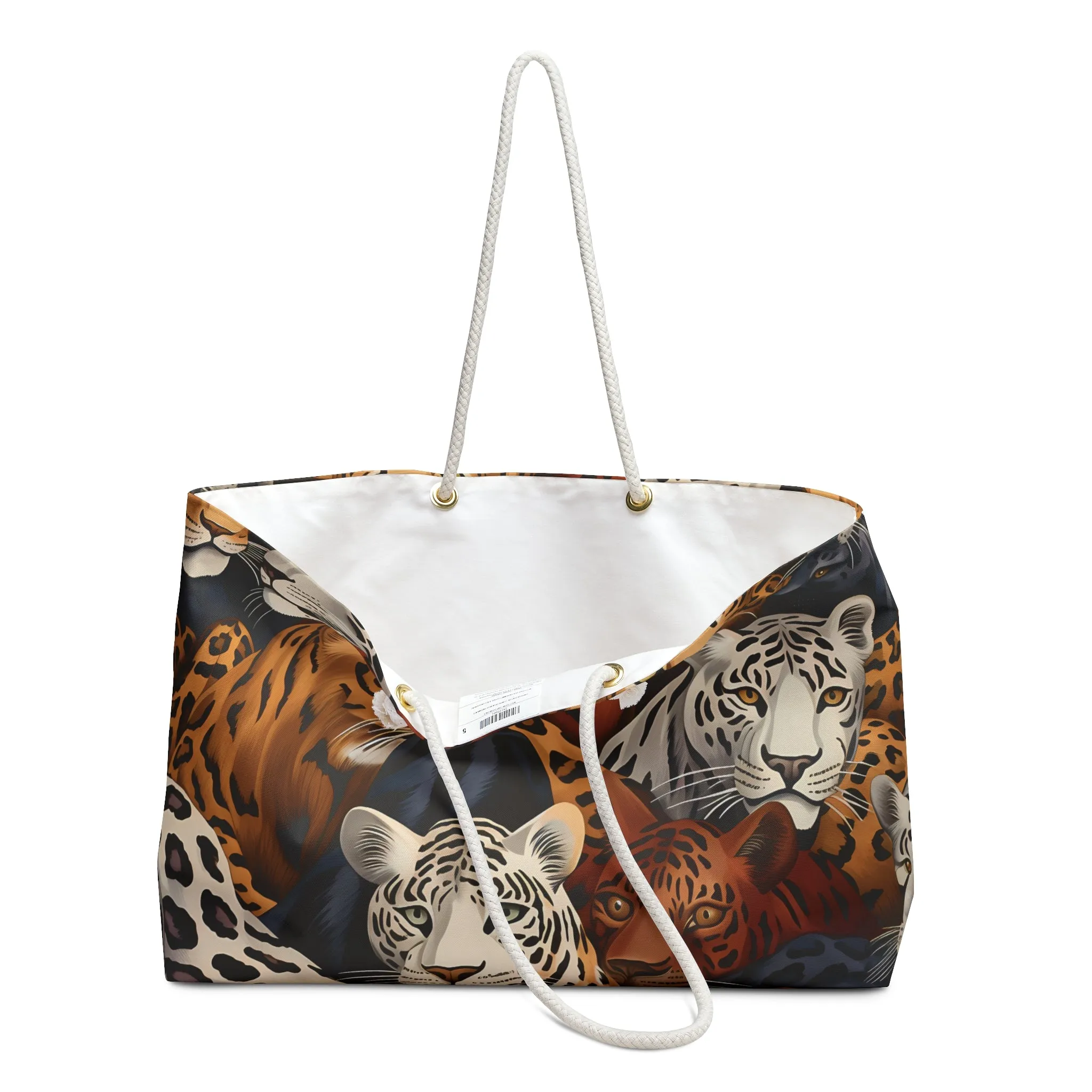 Personalised/Non-Personalised Weekender Bag, Wild Animals, Leopards, Large Weekender Bag, Beach Bag, Book Bag