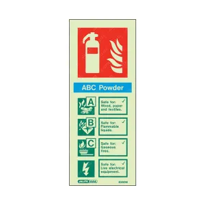 Powder extinguisher information sign 200 x 80 Photoluminescent