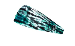 RAVEbandz The Pro - Wide Stretch Headband (Green/ Black Tie Dye)