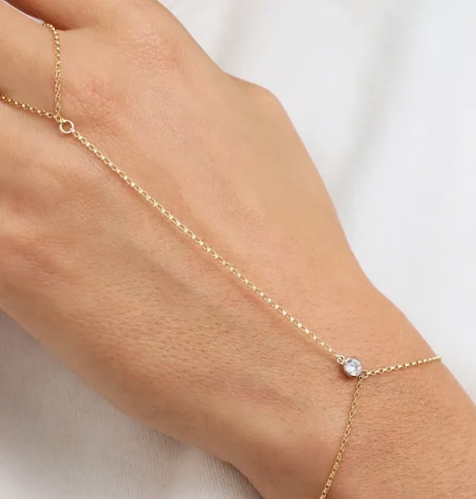 Single cz hand chain