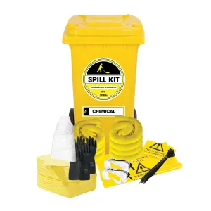 Spill Kit (Hazchem) - 120 Litres (Wheelie Bin Type)