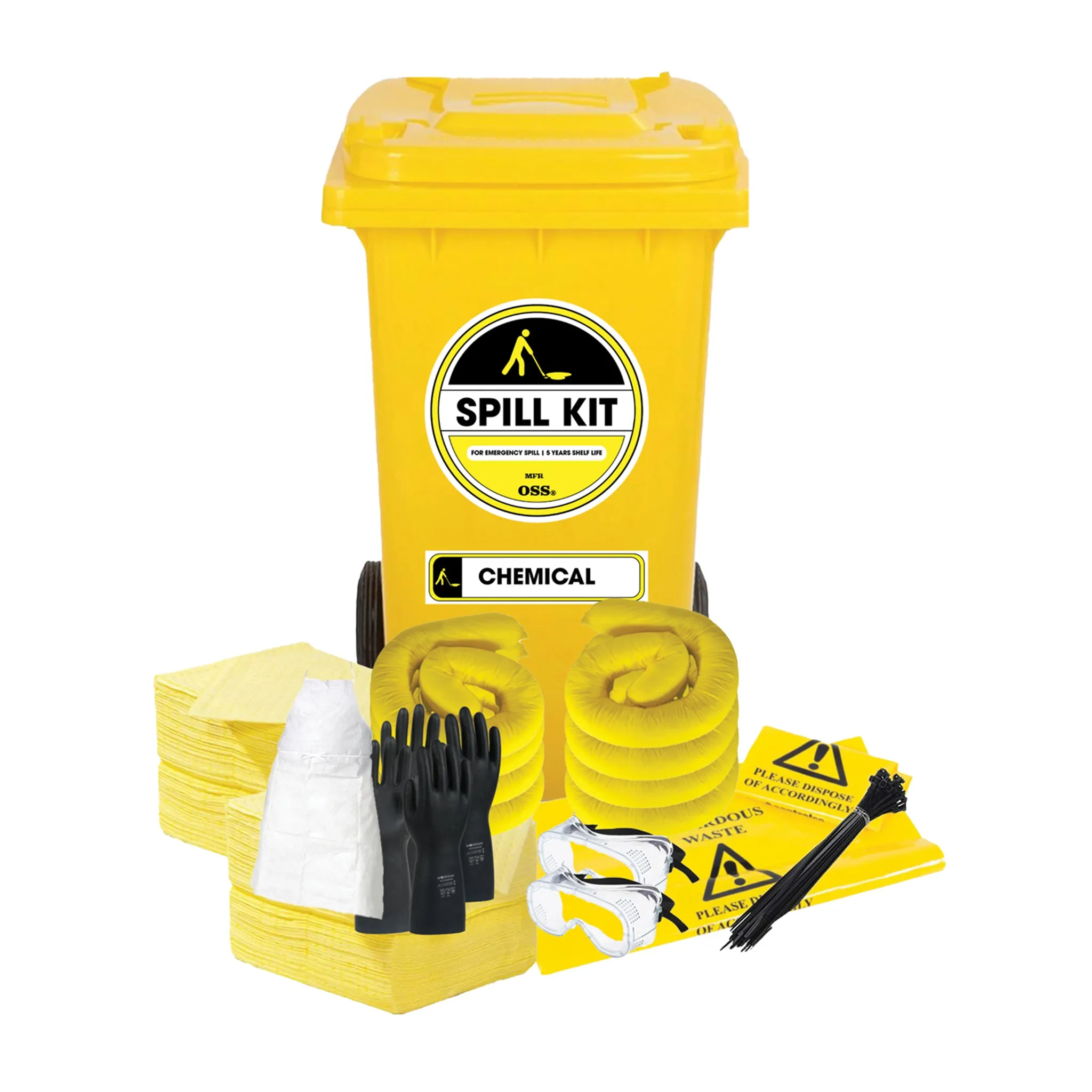 Spill Kit (Hazchem) - 240 Litres (Wheelie Bin Type)