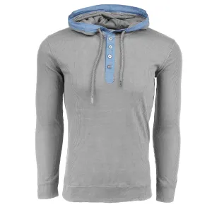 True Rock Men's Waffle Knit Henley Contrast Hoodie