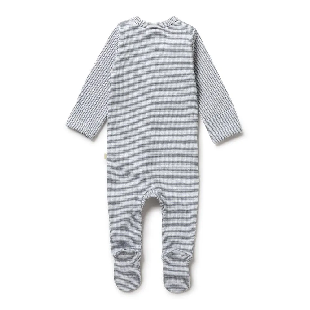 Wilson Frenchy Organic Cotton Terry Long Sleeve Footed Sleeper - Rain Drop (Petit Baby, Up to 3.5 Kg)